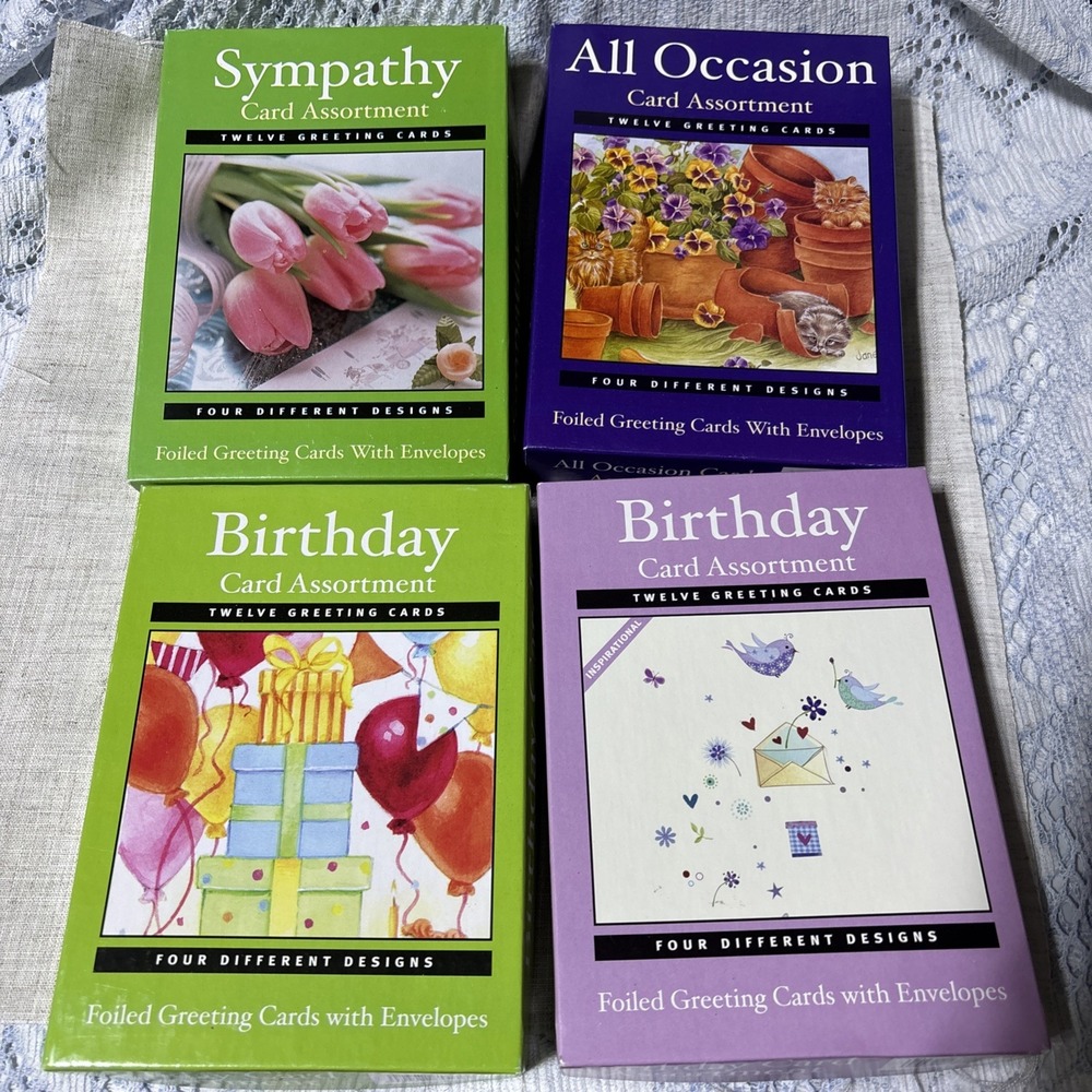 4 Boxes Assorted Birthday, Sympathy, All Occasion Boxed Cards